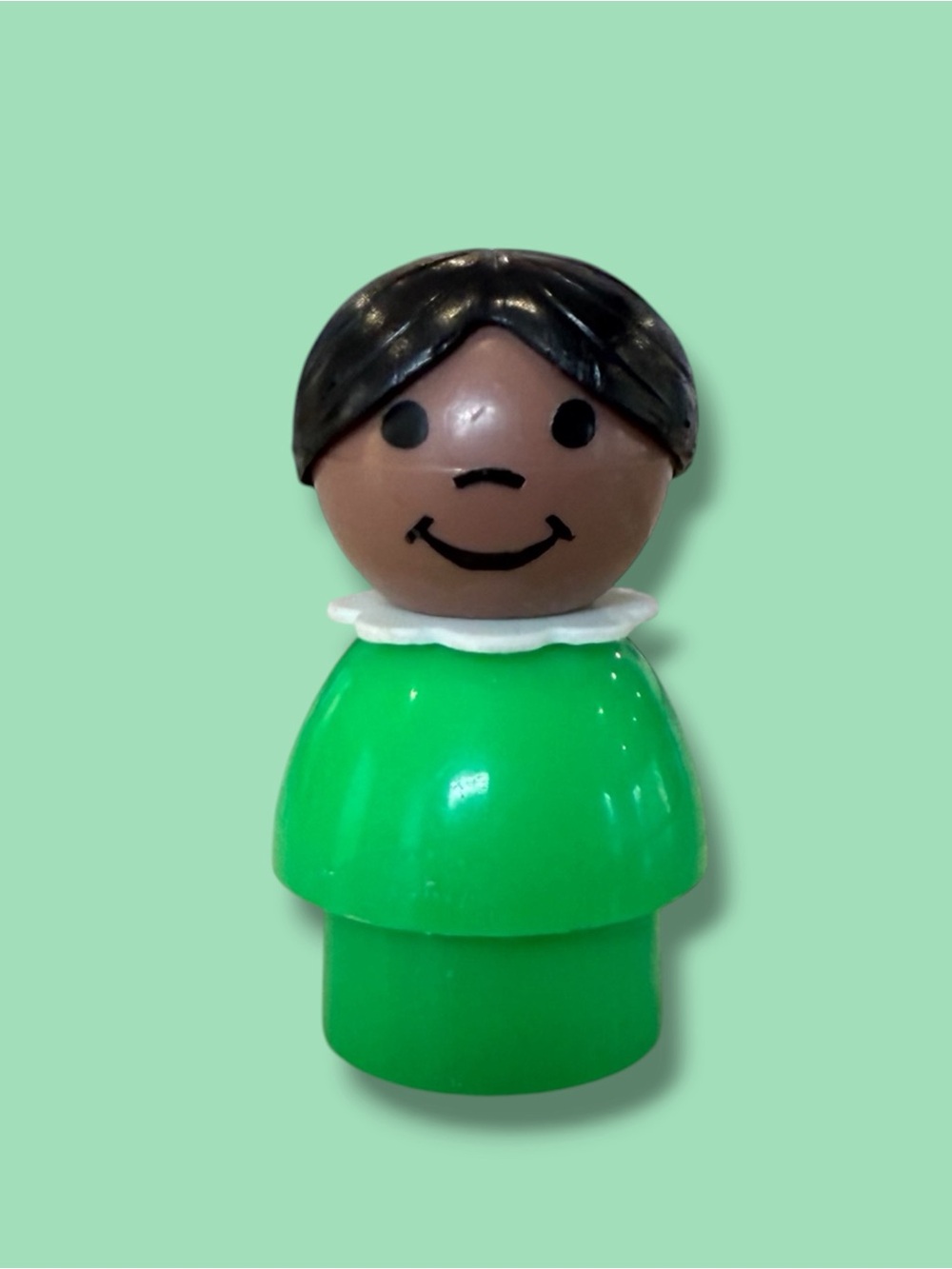 Rare Vintage Fisher Price Little People African American Girl in Green